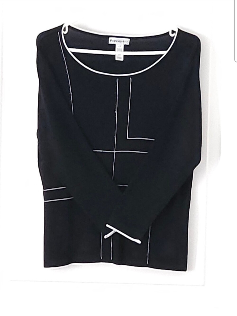 Parkhurst Beaded Geometric Contrast Knit Top